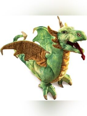 Folkmanis Puppets Wyvern Dragon Hand Puppet, Green/Brown